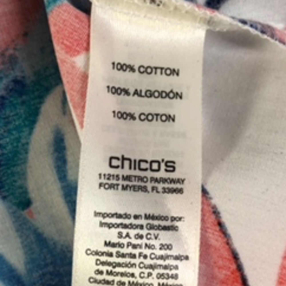 NWOT Chico's Tropical Print 3 Qtr Single Button Cuff Sleeve Button Shirt Size 1 - Picture 6 of 8